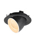 Black recessed ceiling light fixture, adjustable angle.