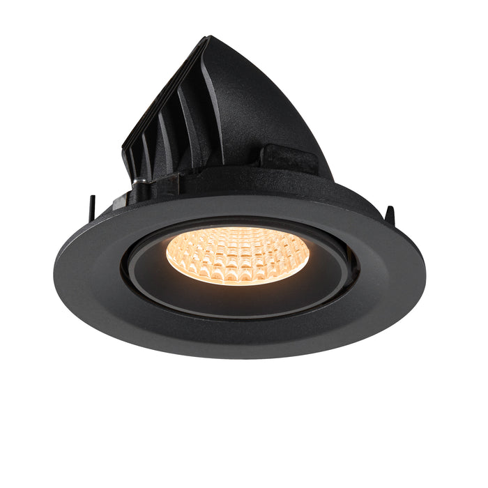 Black recessed ceiling light fixture, matte finish.