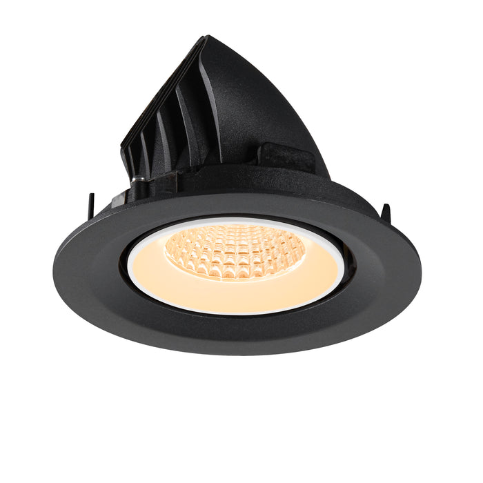 Black recessed ceiling light fixture.