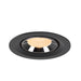 Black recessed spotlight with a chrome finish and honeycomb lens, designed for ceiling mounting.