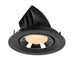 Black recessed LED downlight with a polished chrome finish and honeycomb lens, designed for ceiling mounting.