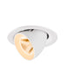 White recessed ceiling light fixture with adjustable head.