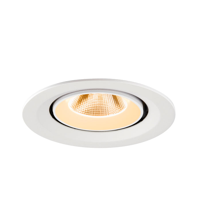 White recessed ceiling light fixture with a matte finish.