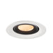 Recessed LED downlight with a white finish, black interior, honeycomb lens, and round mounting design for modern lighting solutions.
