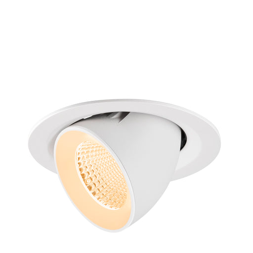 White recessed ceiling light fixture, adjustable angle.