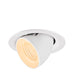 White recessed ceiling light fixture, adjustable spotlight.