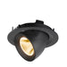 Black recessed ceiling light fixture, adjustable angle.