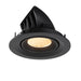 Black recessed ceiling light fixture with adjustable head.