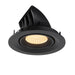Black recessed ceiling light fixture with adjustable head.