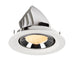 Recessed ceiling light fixture in white finish with chrome accents, featuring a honeycomb lens and designed for easy mounting.