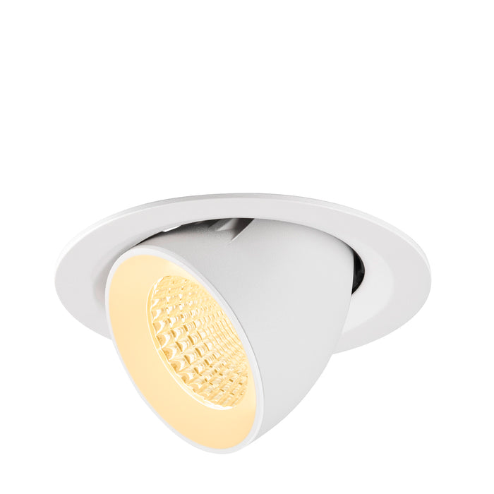White recessed ceiling light fixture, adjustable angle.