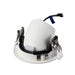 White recessed downlight trim with metal clips.