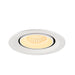 White recessed LED downlight fixture, flush mount.