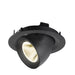 Black recessed ceiling light fixture, adjustable spotlight.