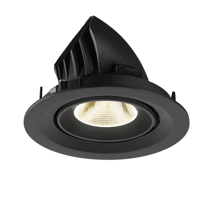 Black recessed ceiling light fixture, matte finish.