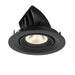Black recessed ceiling light fixture, matte finish.
