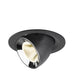Black recessed spotlight with a matte finish and chrome reflector, designed for ceiling mounting.