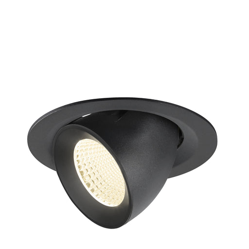 Black recessed adjustable LED downlight.