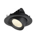Black recessed adjustable LED downlight fixture.
