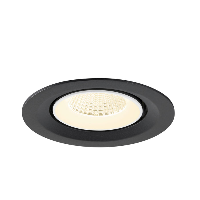 Recessed LED downlight, black finish.
