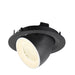 Black recessed ceiling light fixture, adjustable spotlight.
