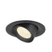 Black recessed ceiling light fixture, adjustable angle.