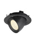 Black recessed ceiling light fixture, adjustable spotlight.