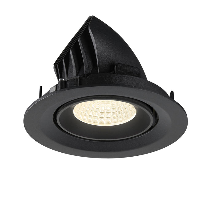 Black recessed ceiling light fixture, matte finish.