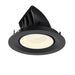 Black recessed ceiling light fixture with adjustable head.