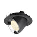 Recessed LED downlight in black finish with a reflective chrome interior, designed for ceiling mounting.
