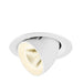 White recessed ceiling light fixture, adjustable, with a matte finish.
