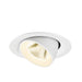 White recessed ceiling light fixture, adjustable angle, matte finish.