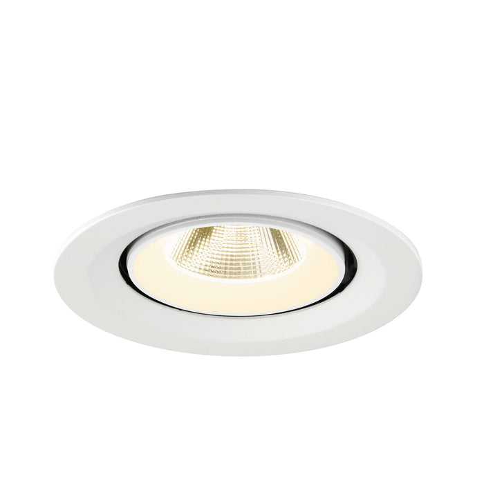 White recessed ceiling light fixture with a matte finish.