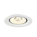 White recessed ceiling light fixture with a matte finish.