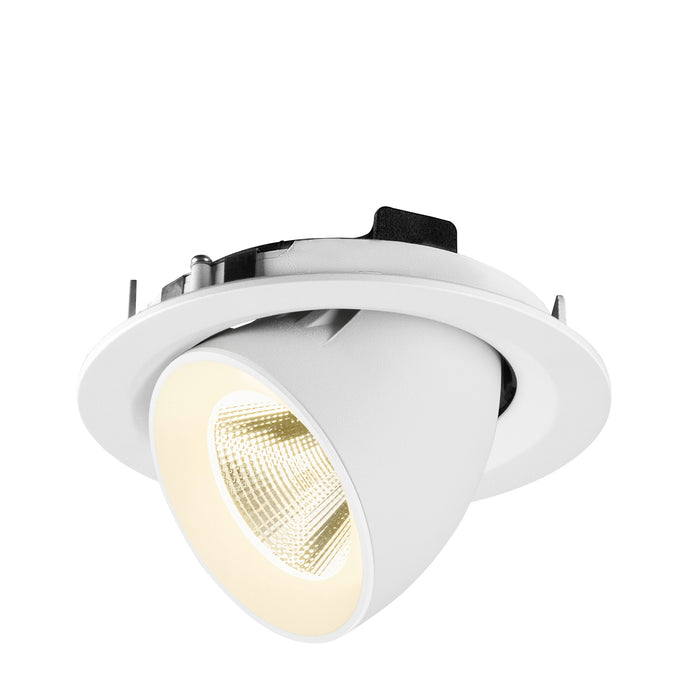White recessed adjustable LED downlight fixture.