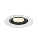 Recessed LED downlight with a white metal finish, black interior, and honeycomb lens for even light distribution.