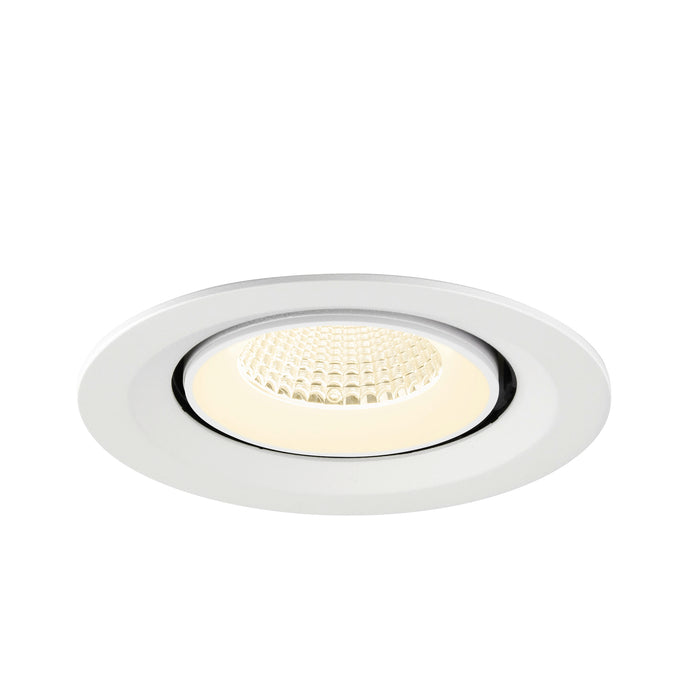White recessed ceiling light fixture with a matte finish.