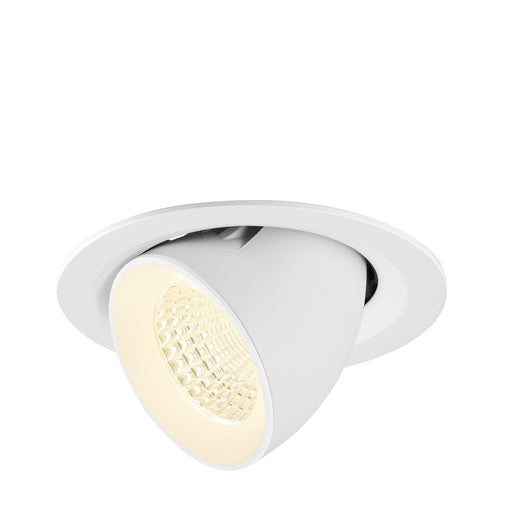 White recessed adjustable LED ceiling light fixture.