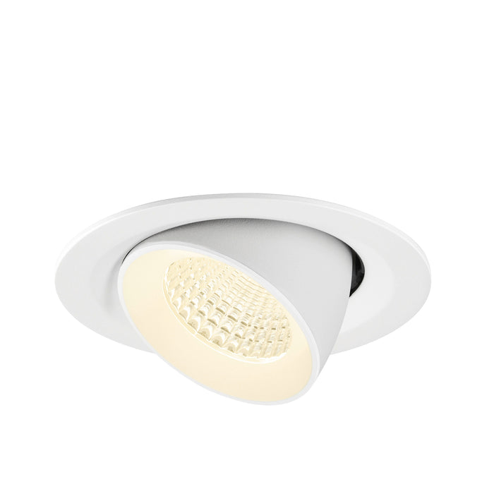 White recessed adjustable LED ceiling light fixture.