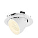 White recessed ceiling light fixture, adjustable spotlight, matte finish.