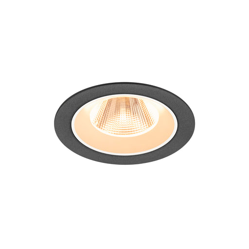 Recessed ceiling light fixture, dark gray finish.