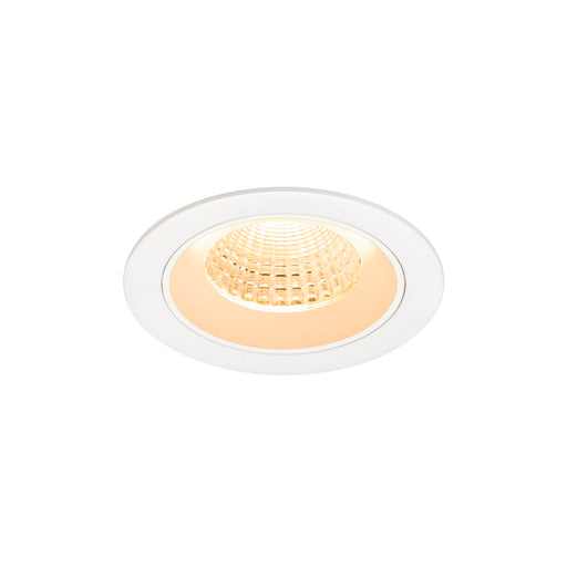White recessed LED downlight fixture.