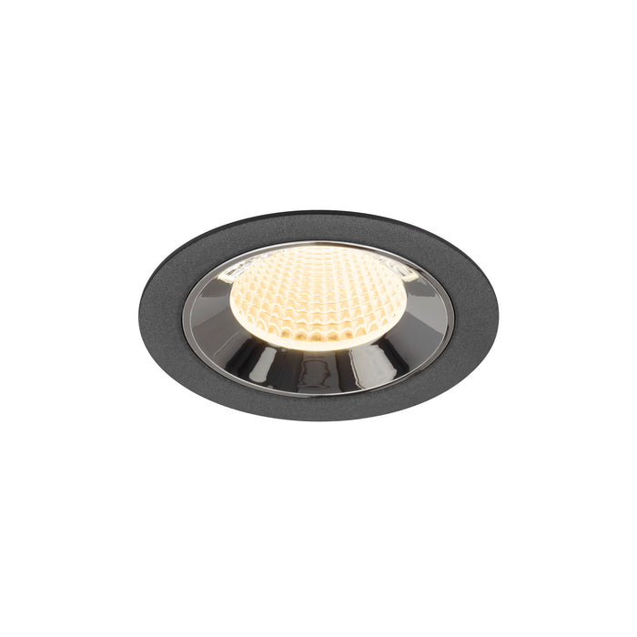Recessed ceiling light fixture in black metal finish with a honeycomb lens, designed for flush mounting.
