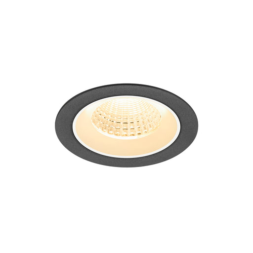 Recessed ceiling light fixture with a textured black finish.