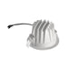 White recessed LED downlight with aluminum heat sink and spring mounting clips.