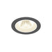 Recessed ceiling light fixture, gray finish, with white trim.