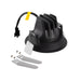 Black recessed LED downlight with spring mounting clips and installation hardware.