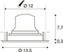 Technical drawing with dimensions of a white plastic cap.