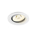 White recessed ceiling light fixture with adjustable lamp.