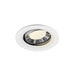 Recessed LED downlight with a white metal finish and chrome reflector, designed for ceiling mounting.